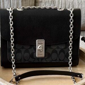 Coach Black and Silver Chain Shoulder Bag